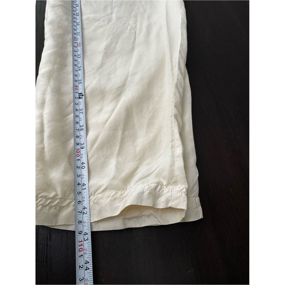 Vintage 100% Silk Wide Leg Pants Cream Ivory High Waist Slouchy Trouser XL - Picture 5 of 10